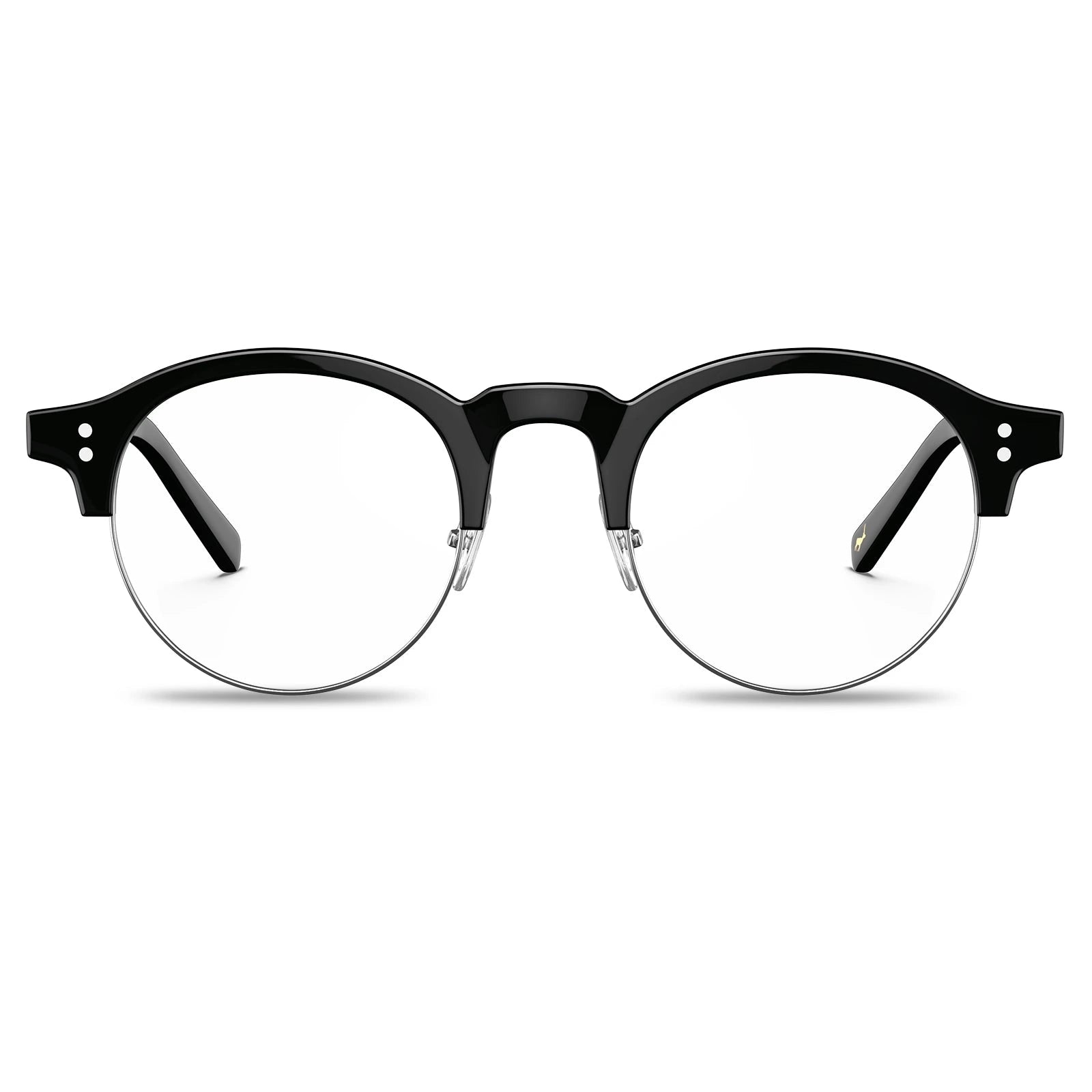Carfia Cathom CA1962-FC01 Black Acetate Round Prescription Glasses Eyeglasses for Unisex, Front View