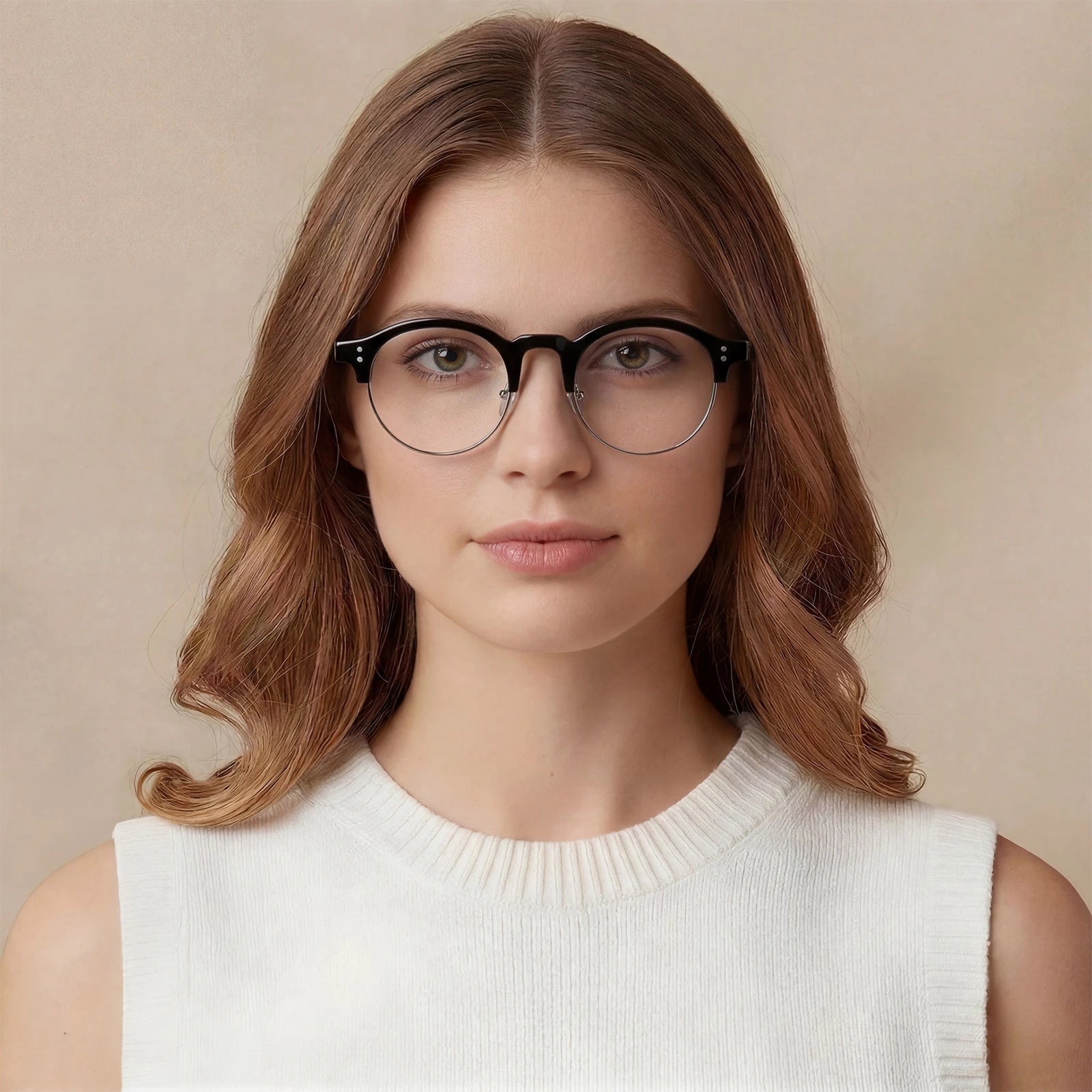 Carfia Cathom CA1962-FC01 Black Acetate Round Prescription Glasses Eyeglasses for Unisex, Lifestyle View