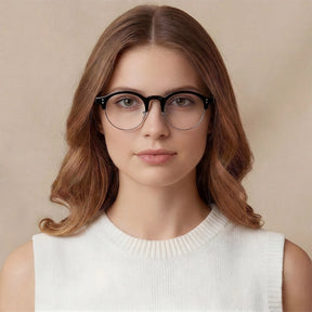 Carfia Cathom CA1962-FC01 Black Acetate Round Prescription Glasses Eyeglasses for Unisex, Lifestyle View