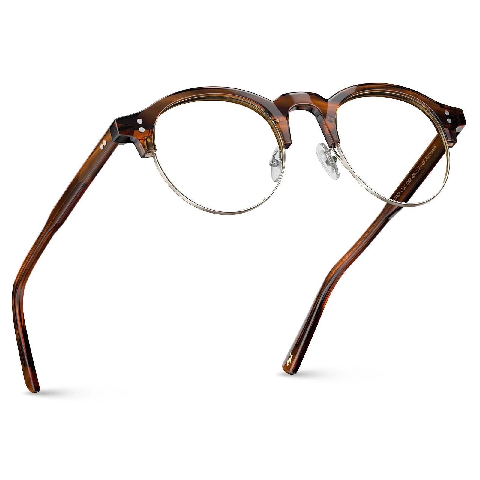 Carfia Cathom CA1962-FC02 Tortoise Acetate Round Prescription Glasses Eyeglasses for Unisex, Flatlay View