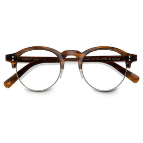 Carfia Cathom CA1962-FC02 Tortoise Acetate Round Prescription Glasses Eyeglasses for Unisex, Folded View