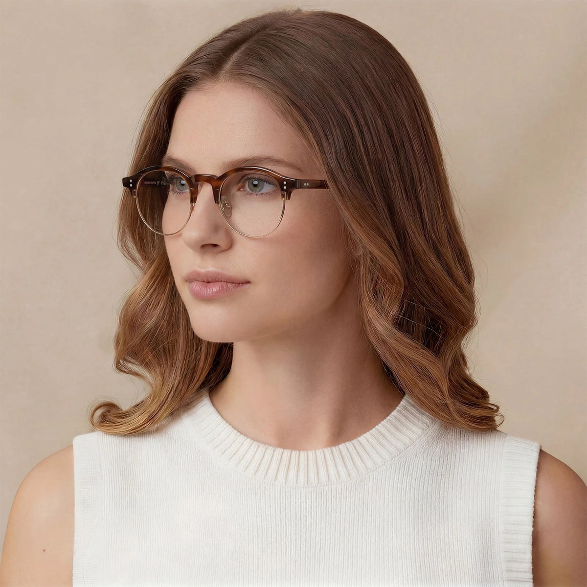 Carfia Cathom CA1962-FC02 Tortoise Acetate Round Prescription Glasses Eyeglasses for Unisex, Model View