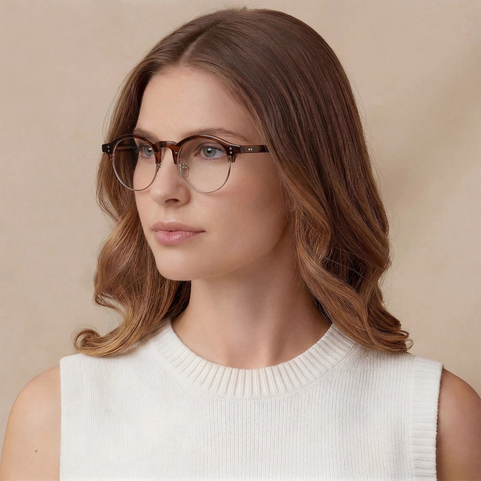 Carfia Cathom CA1962-FC04 Tortoise Acetate Round Prescription Glasses Eyeglasses for Unisex, Lifestyle View