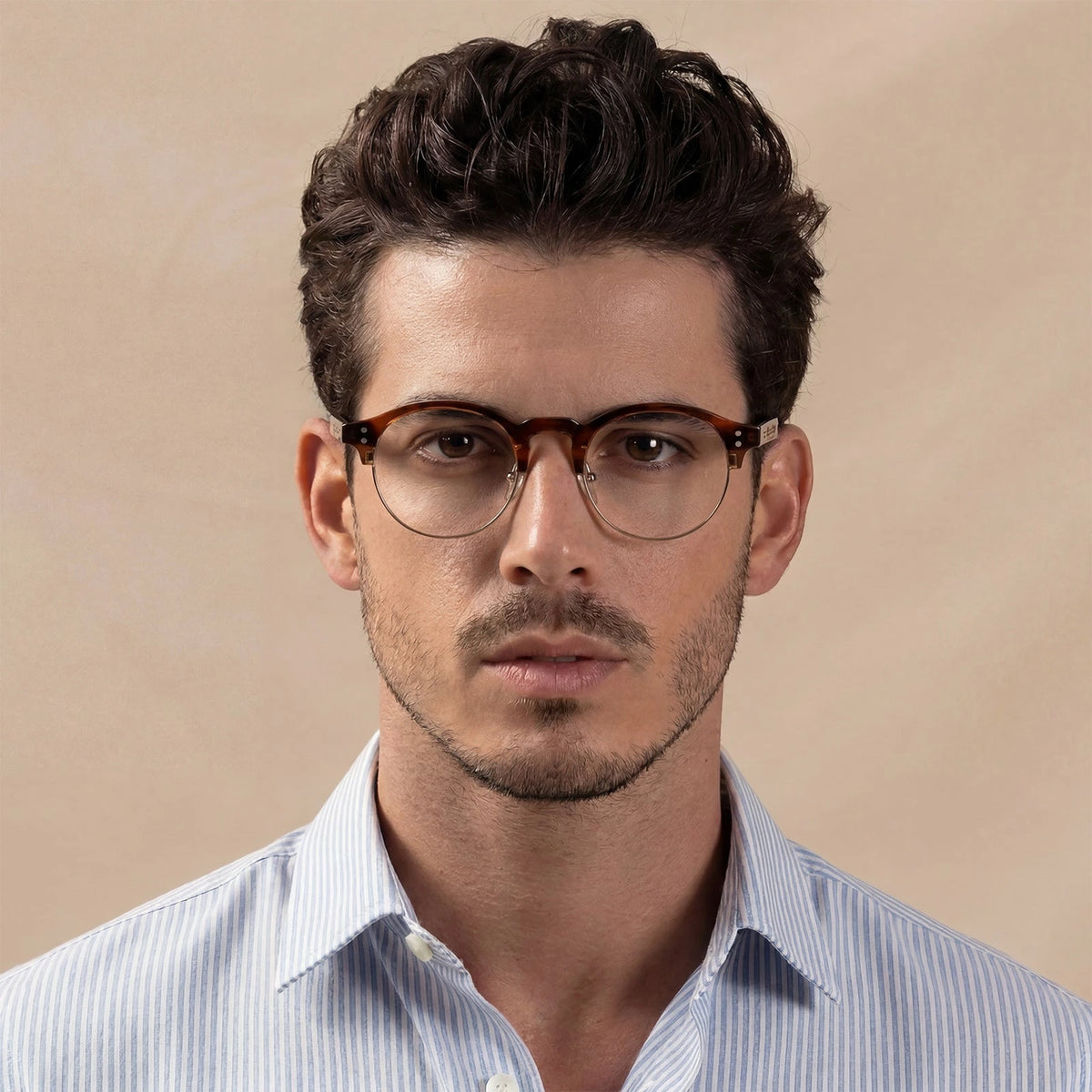 Carfia Cathom CA1962-FC04 Tortoise Acetate Round Prescription Glasses Eyeglasses for Unisex, Model View