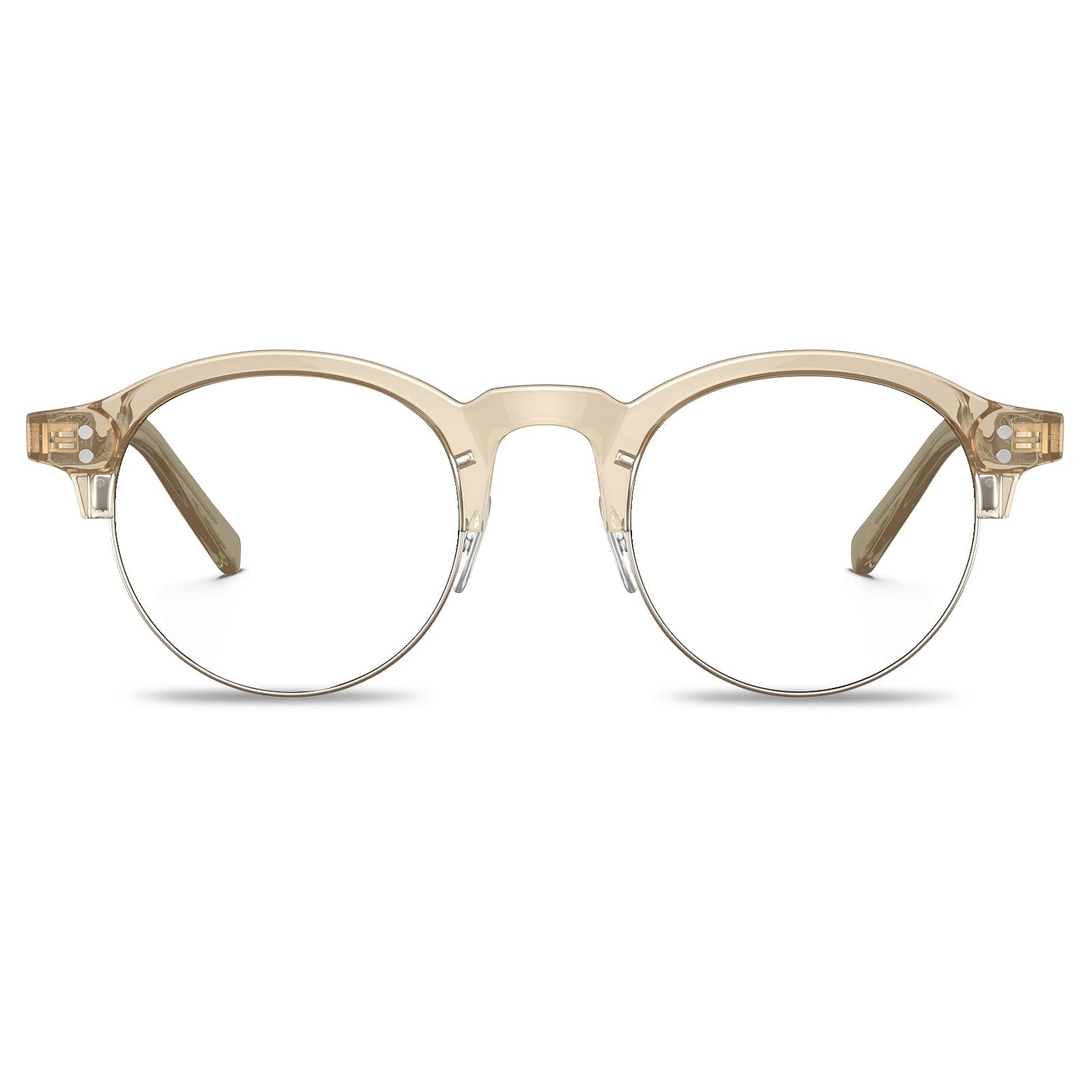 Carfia Cathom CA1962-FC05 Gold Acetate Round Prescription Glasses Eyeglasses for Unisex, Front View