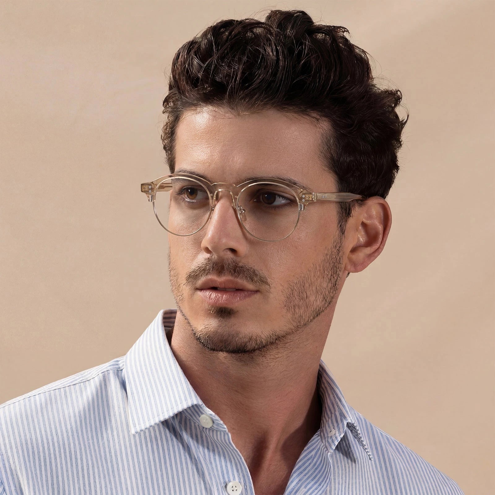 Carfia Cathom CA1962-FC05 Gold Acetate Round Prescription Glasses Eyeglasses for Unisex, Lifestyle View