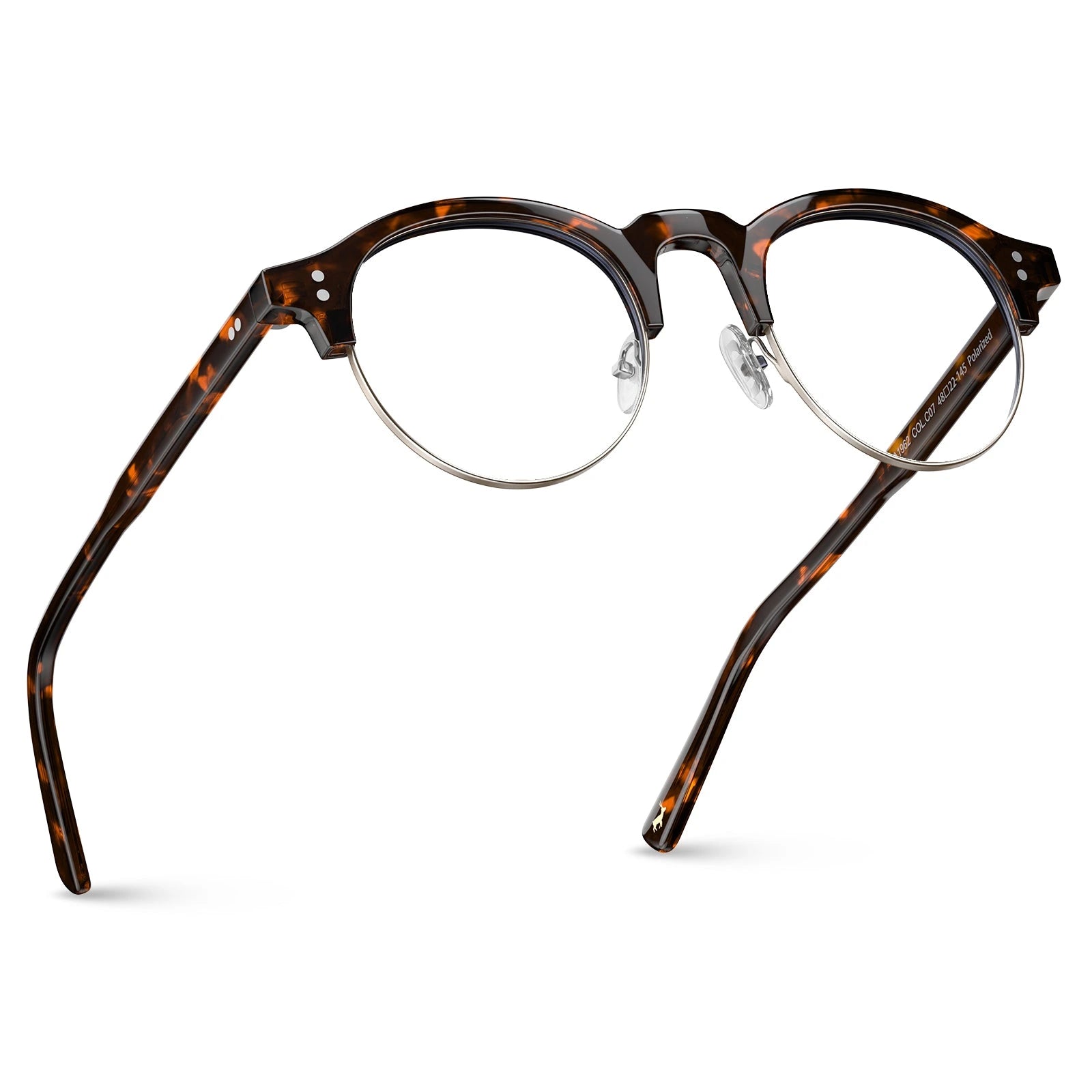 Carfia Cathom CA1962-FC07 Tortoise Acetate Round Prescription Glasses Eyeglasses for Unisex, Flatlay View