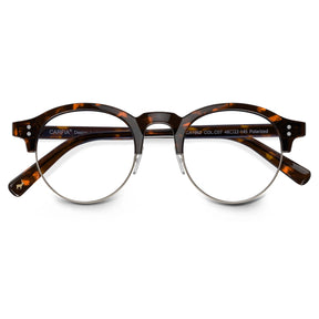 Carfia Cathom CA1962-FC07 Tortoise Acetate Round Prescription Glasses Eyeglasses for Unisex, Folded View