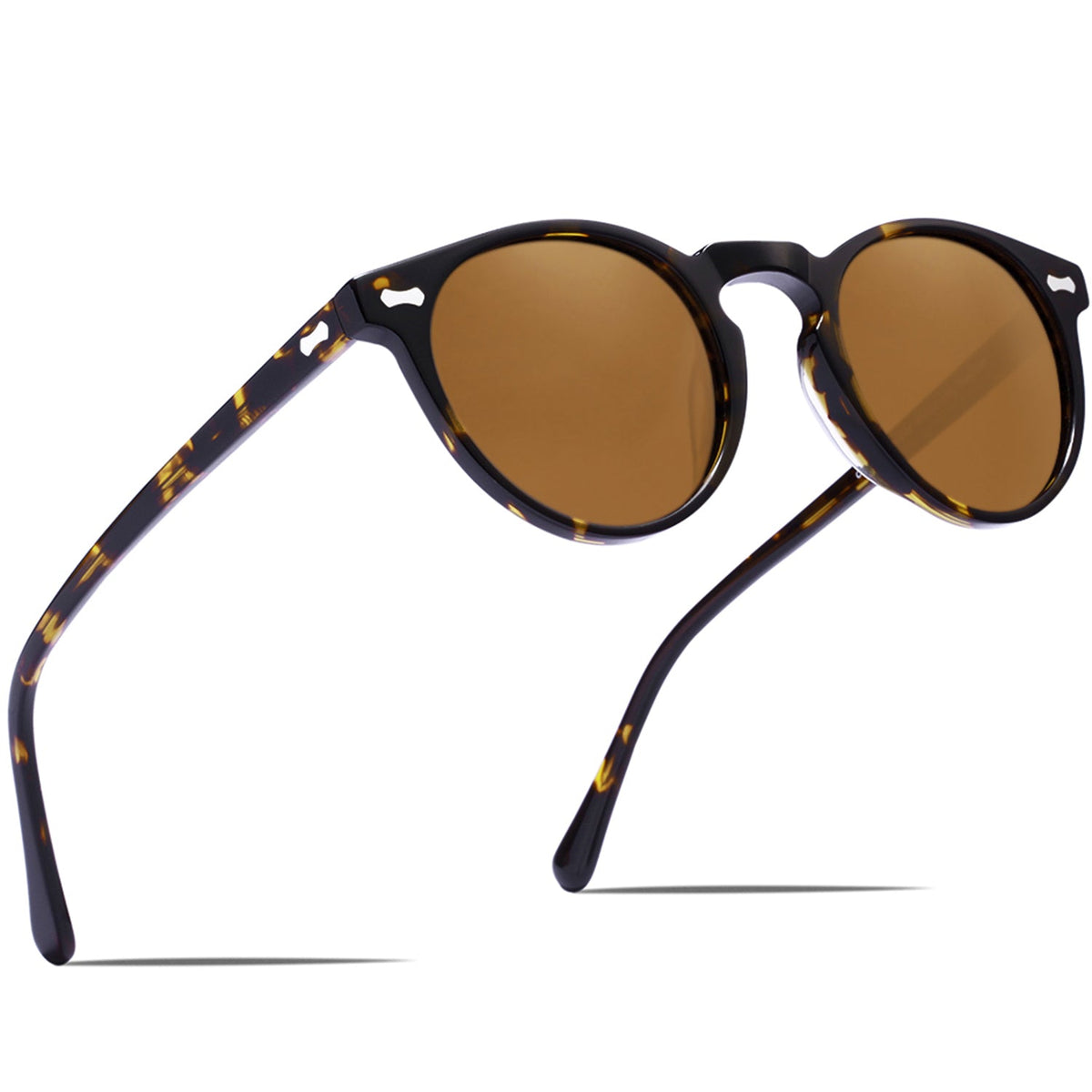 Carfia Chicago-C03-RX Tortoise Acetate Round Polarized Prescription Sunglasses for Women, Angle