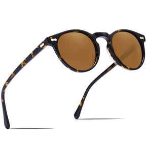 Carfia Chicago-C03-RX Tortoise Acetate Round Polarized Prescription Sunglasses for Women, Angle