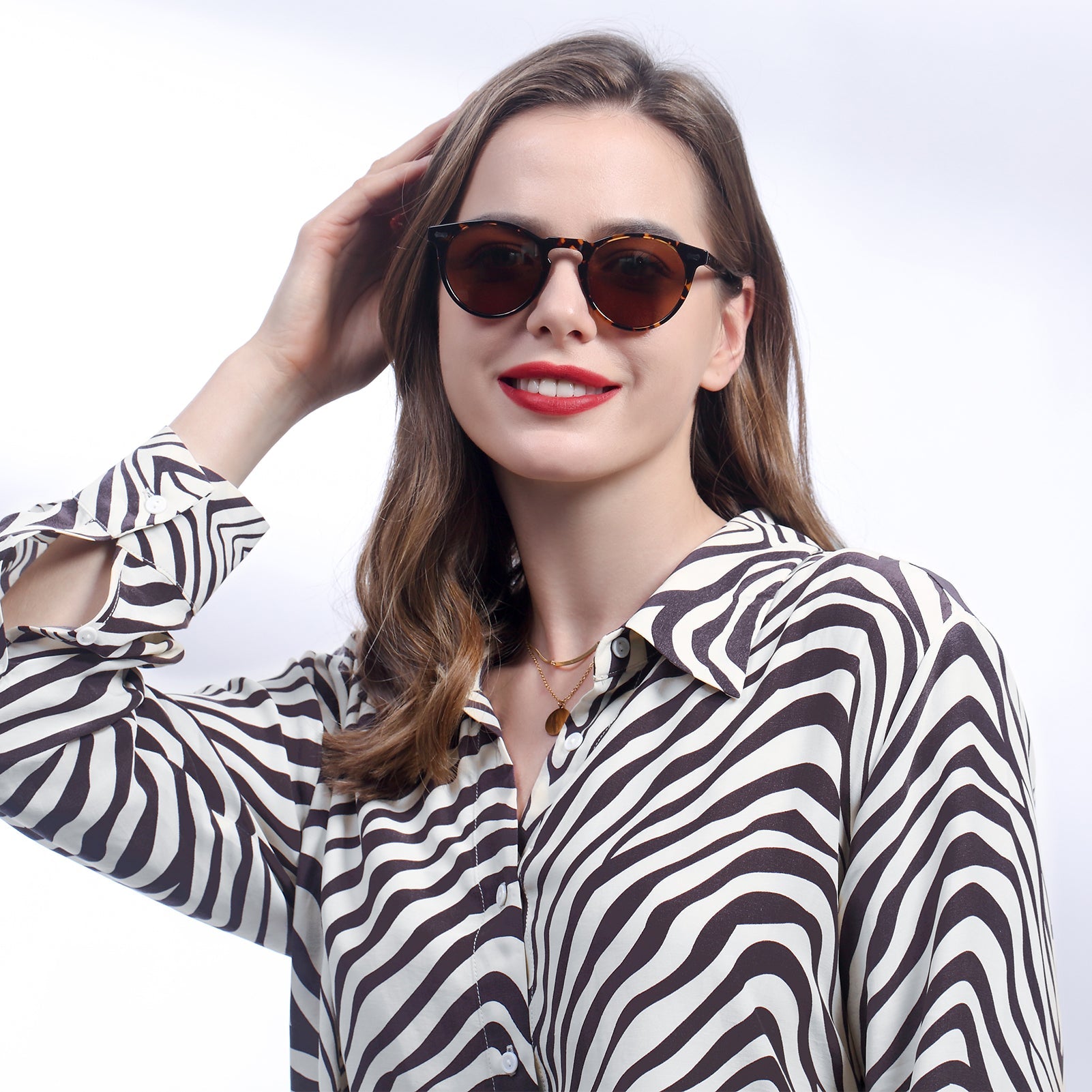 Carfia Chicago-C03-RX Tortoise Acetate Round Polarized Prescription Sunglasses for Women, Model