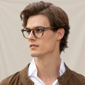 Carfia Concord CA5288-FL09 Gold Acetate Round Prescription Glasses Eyeglasses for Men, Model View