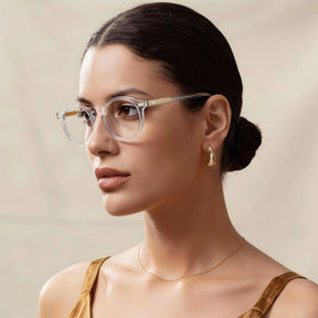 Carfia Concord CA5288-FL10 Clear Acetate Round Prescription Glasses Eyeglasses for Unisex, Portrait View