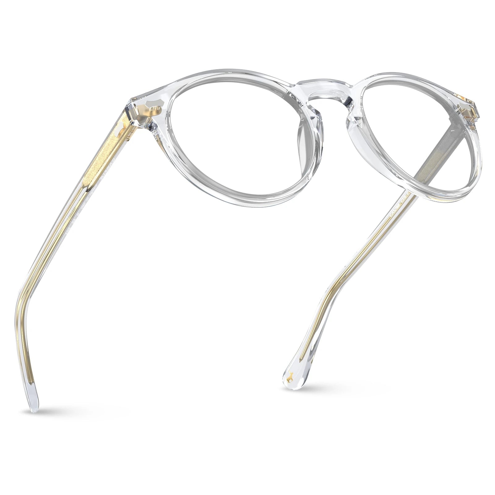 Carfia Concord CA5288-FL10 Clear Acetate Round Prescription Glasses Eyeglasses for Unisex, Three-Quarter View