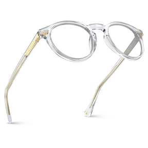 Carfia Concord CA5288-FL10 Clear Acetate Round Prescription Glasses Eyeglasses for Unisex, Three-Quarter View