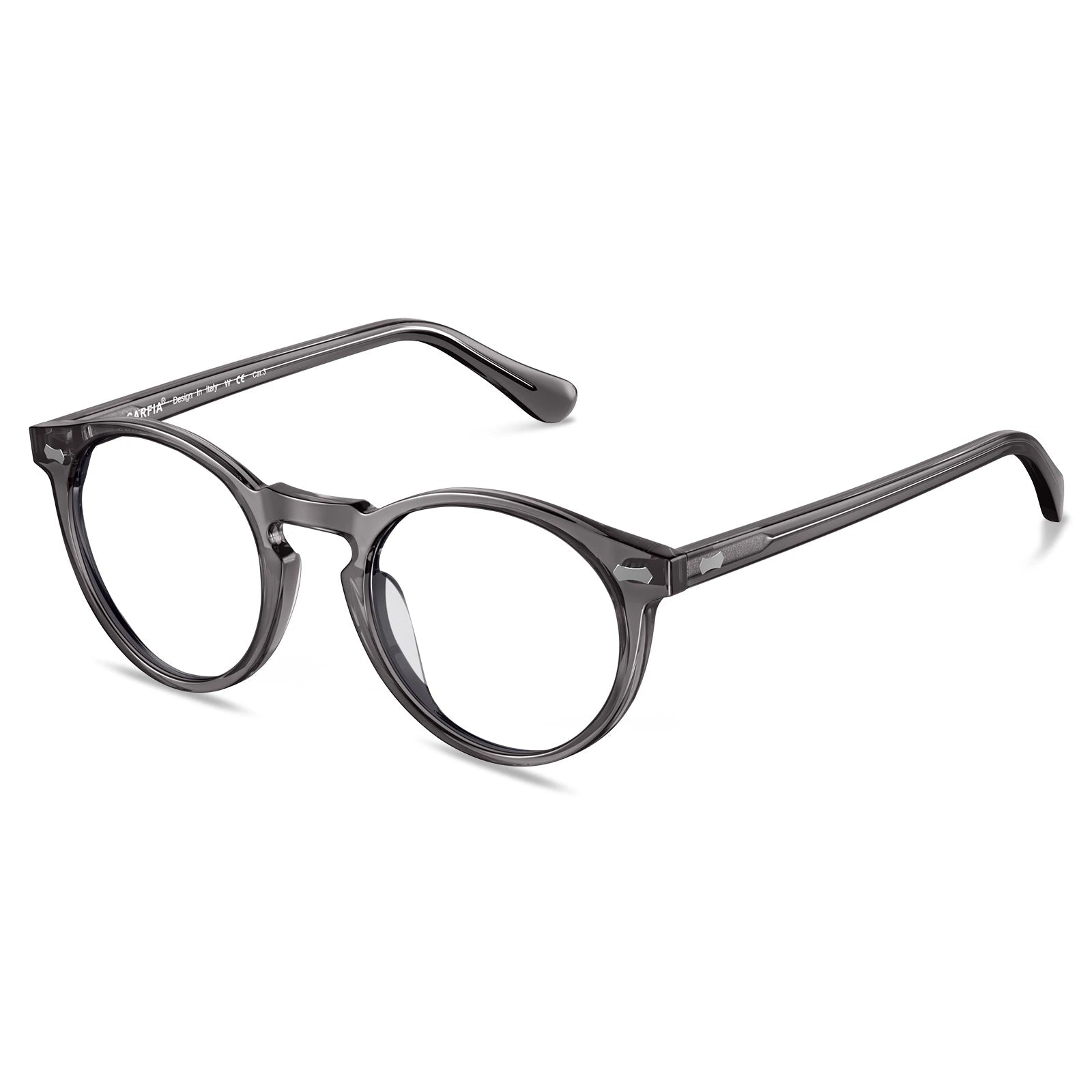 Carfia Concord CA5288FL18 Grey Acetate Round Prescription Glasses Eyeglasses for Men, Angle View