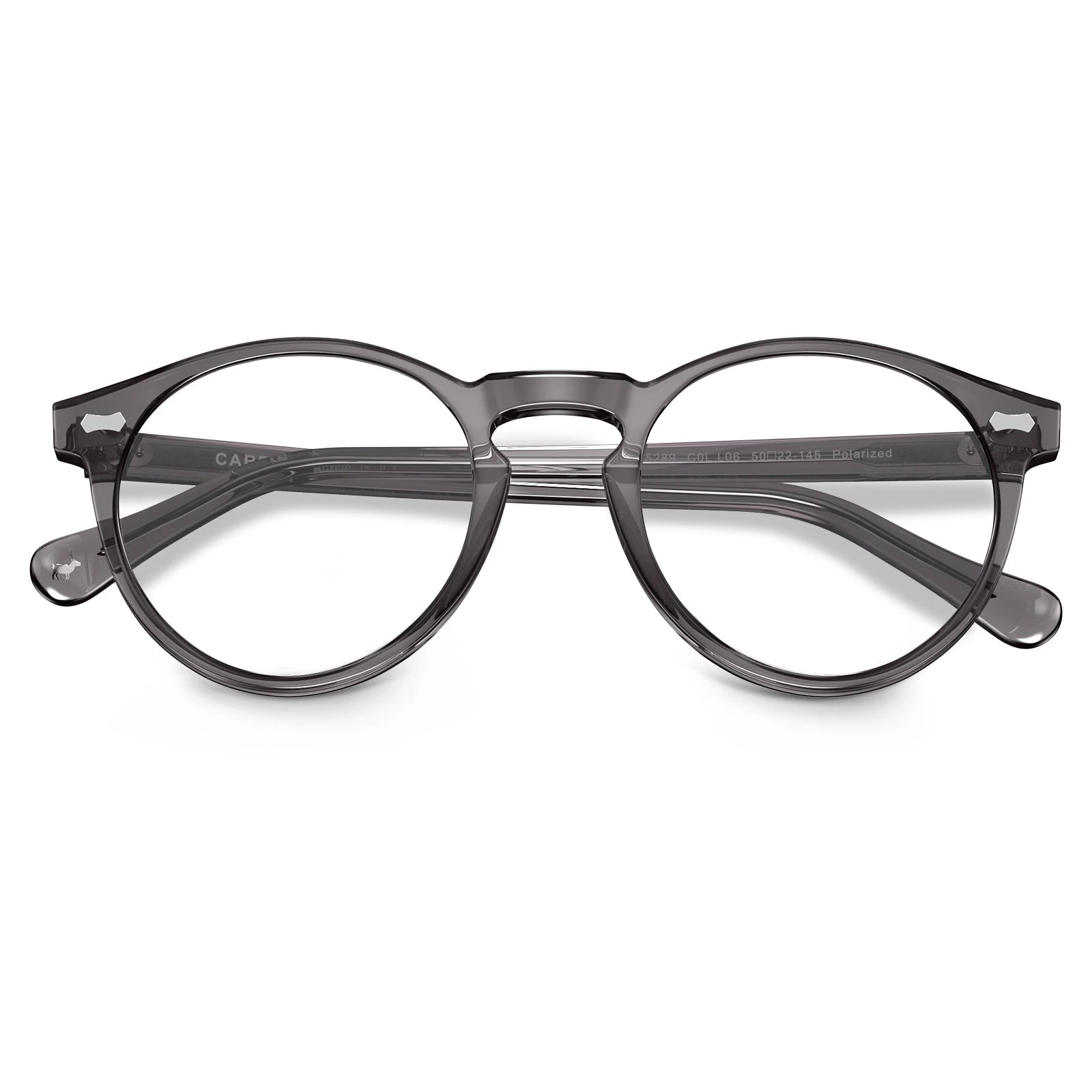 Carfia Concord CA5288FL18 Grey Acetate Round Prescription Glasses Eyeglasses for Men, Flatlay View