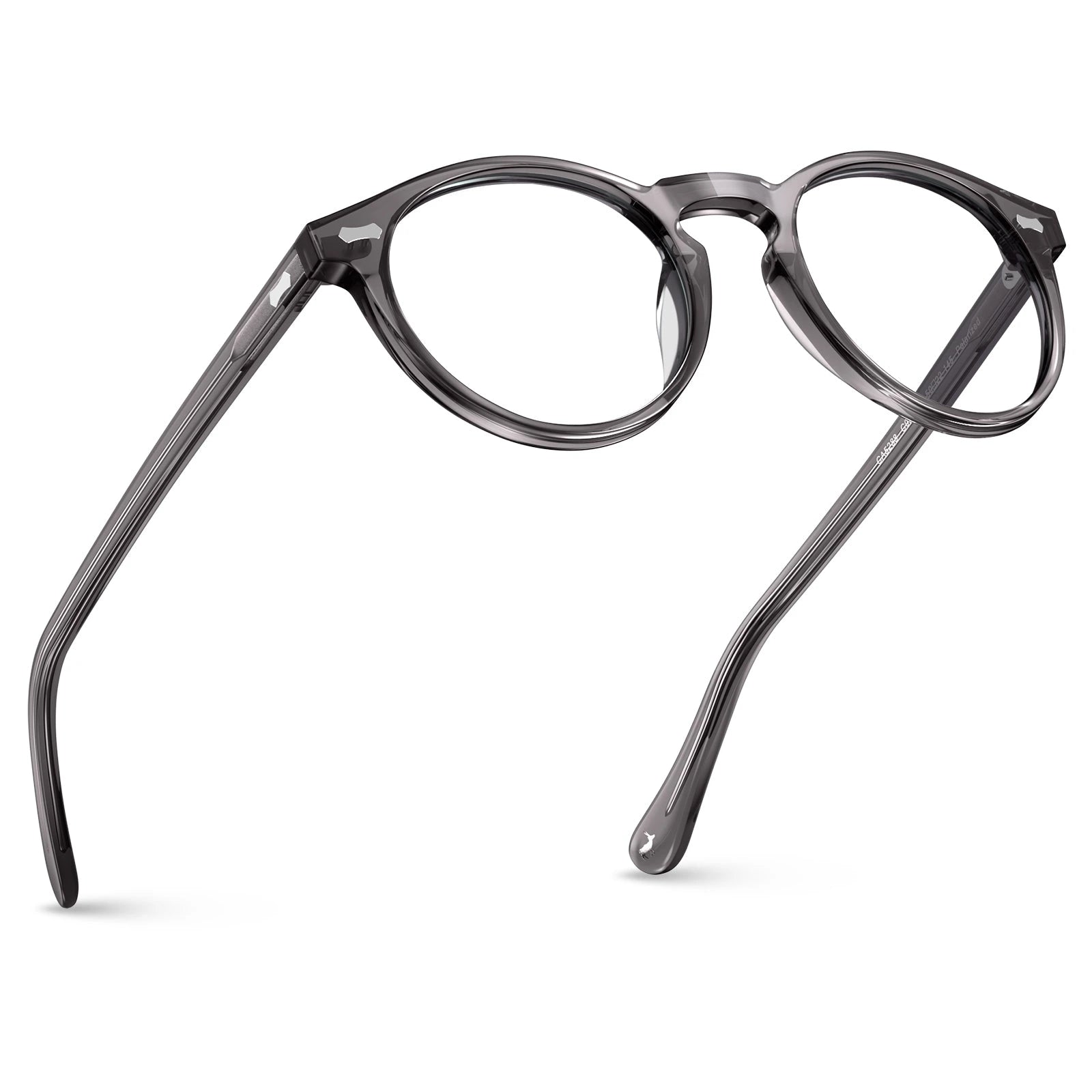 Carfia Concord CA5288FL18 Grey Acetate Round Prescription Glasses Eyeglasses for Men, Three-Quarter View