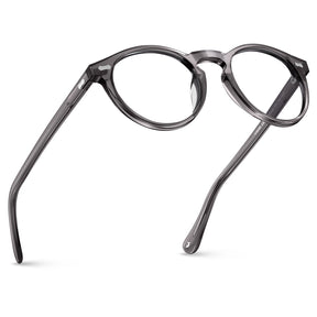Carfia Concord CA5288FL18 Grey Acetate Round Prescription Glasses Eyeglasses for Men, Three-Quarter View