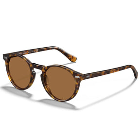 Carfia Concord-L15 Tortoise Acetate Round Polarized Sunglasses for Men, Angle