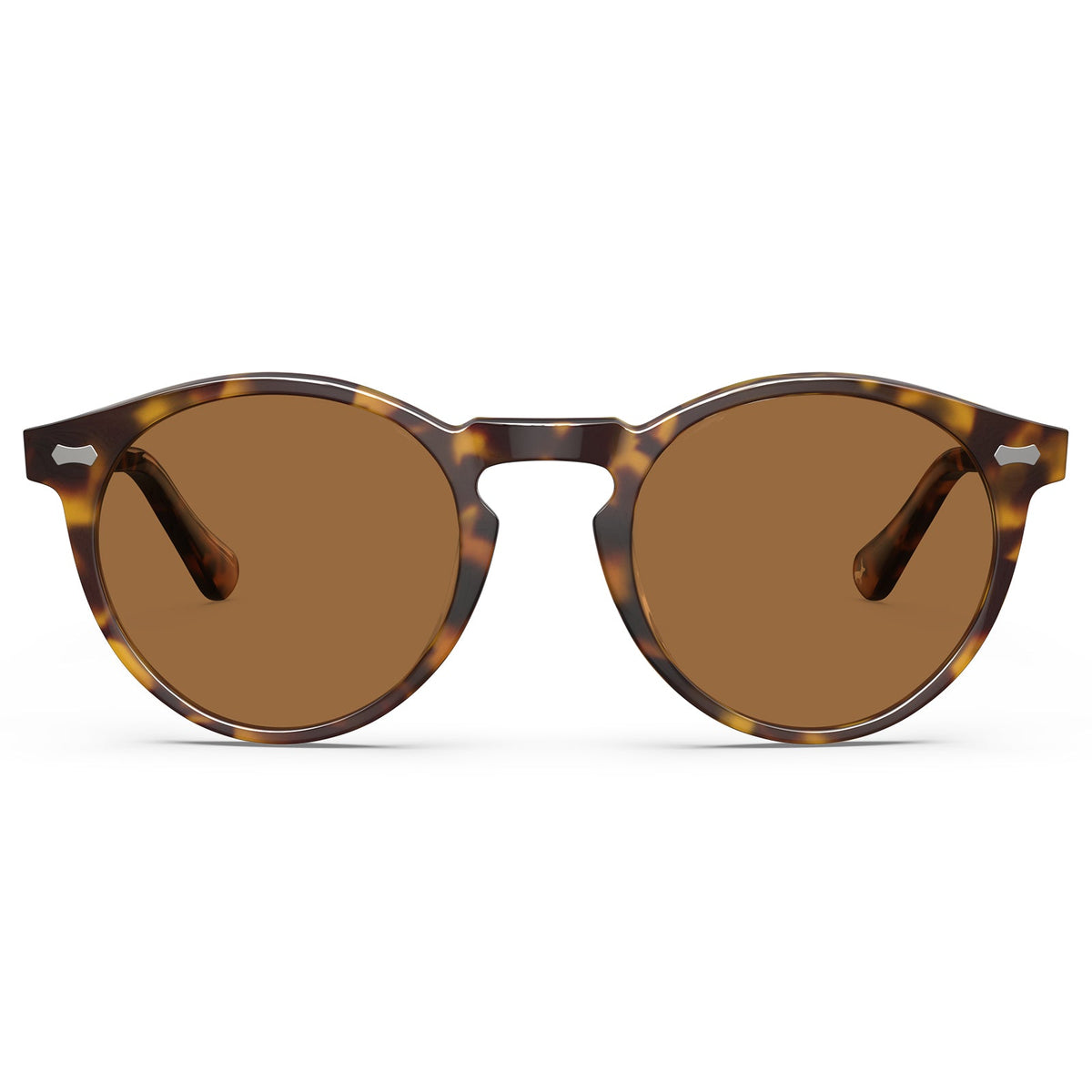 Carfia Concord-L15 Tortoise Acetate Round Polarized Sunglasses for Men, Front