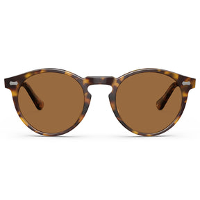 Carfia Concord-L15 Tortoise Acetate Round Polarized Sunglasses for Men, Front