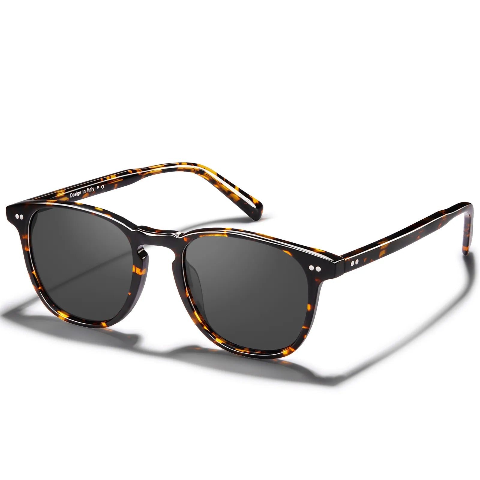 Carfia Creston CA5285-C04 Tortoise Acetate Round Polarized Sunglasses for Women, Angle View