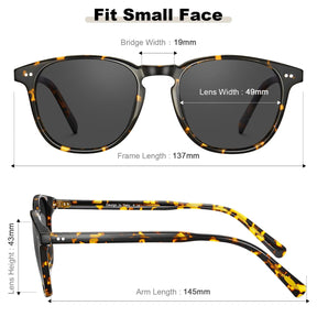 Carfia Creston CA5285-C04 Tortoise Acetate Round Polarized Sunglasses for Women, Size-Chart View