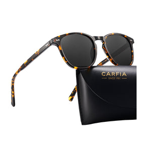 Carfia Creston CA5285-C04 Tortoise Acetate Round Polarized Sunglasses for Women, Three-Quarter View