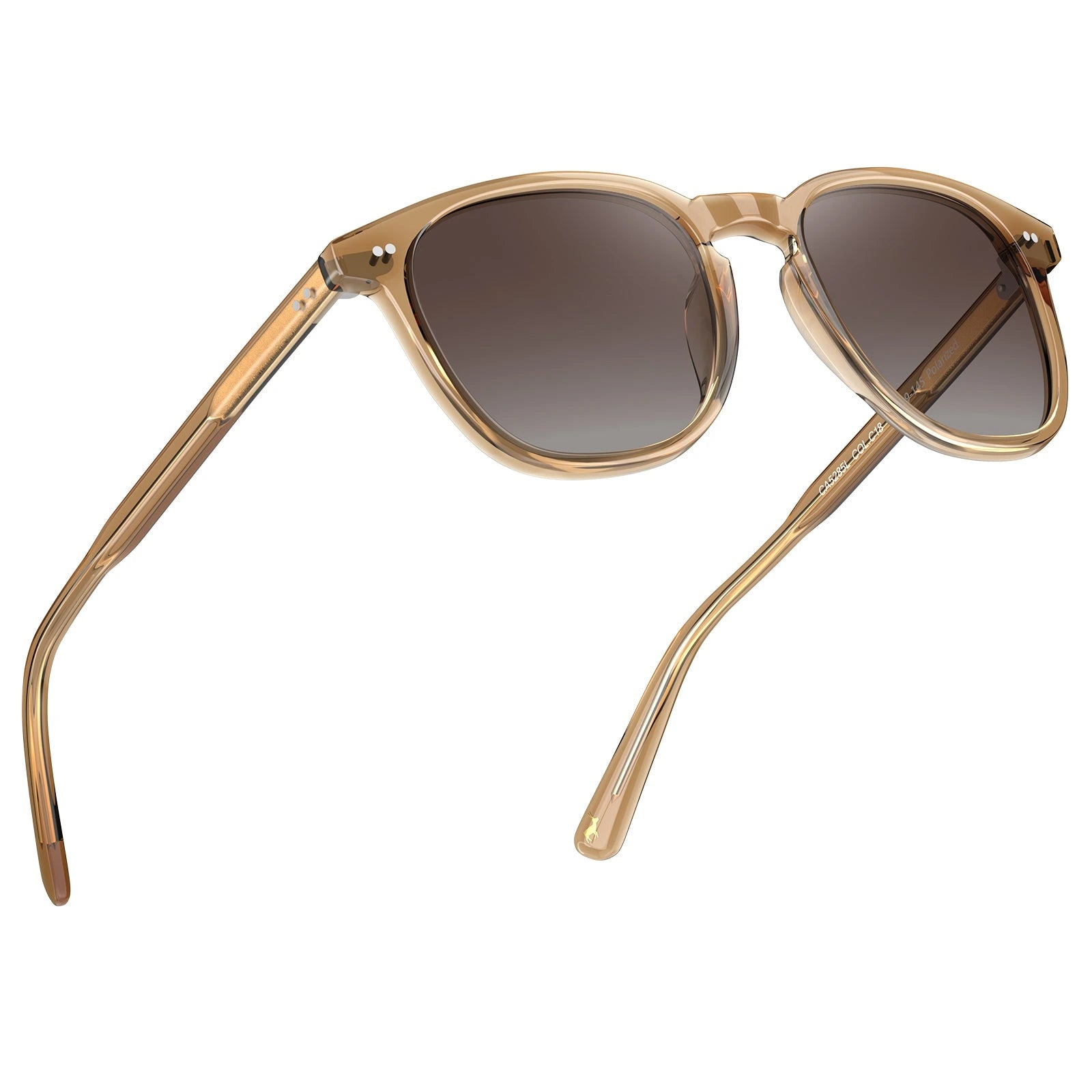 Carfia Downey CA5285-L18 Clear Champagne Acetate Square Polarized Sunglasses for Men, Angle View