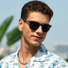 Carfia Downey CA5285-L20 Black Acetate Square Polarized Sunglasses for Unisex, Lifestyle View