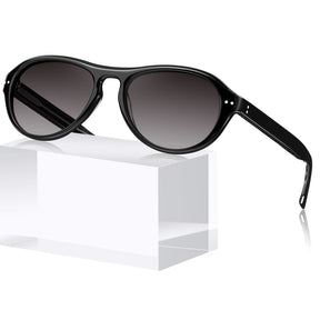Carfia Drew CA5418-C01 Black Mixed Aviator Grey Polarized Sunglasses for Women, Angle View