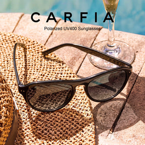 Carfia Drew CA5418-C01 Black Mixed Aviator Grey Polarized Sunglasses for Women, Scene View