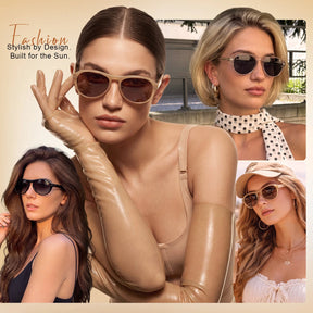 Carfia Drew CA5418-C03 Beige Mixed Aviator Amber Polarized Sunglasses for Women, Model-2 View