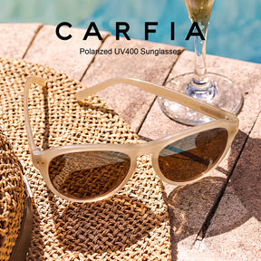 Carfia Drew CA5418-C03 Beige Mixed Aviator Amber Polarized Sunglasses for Women, Scene-One View