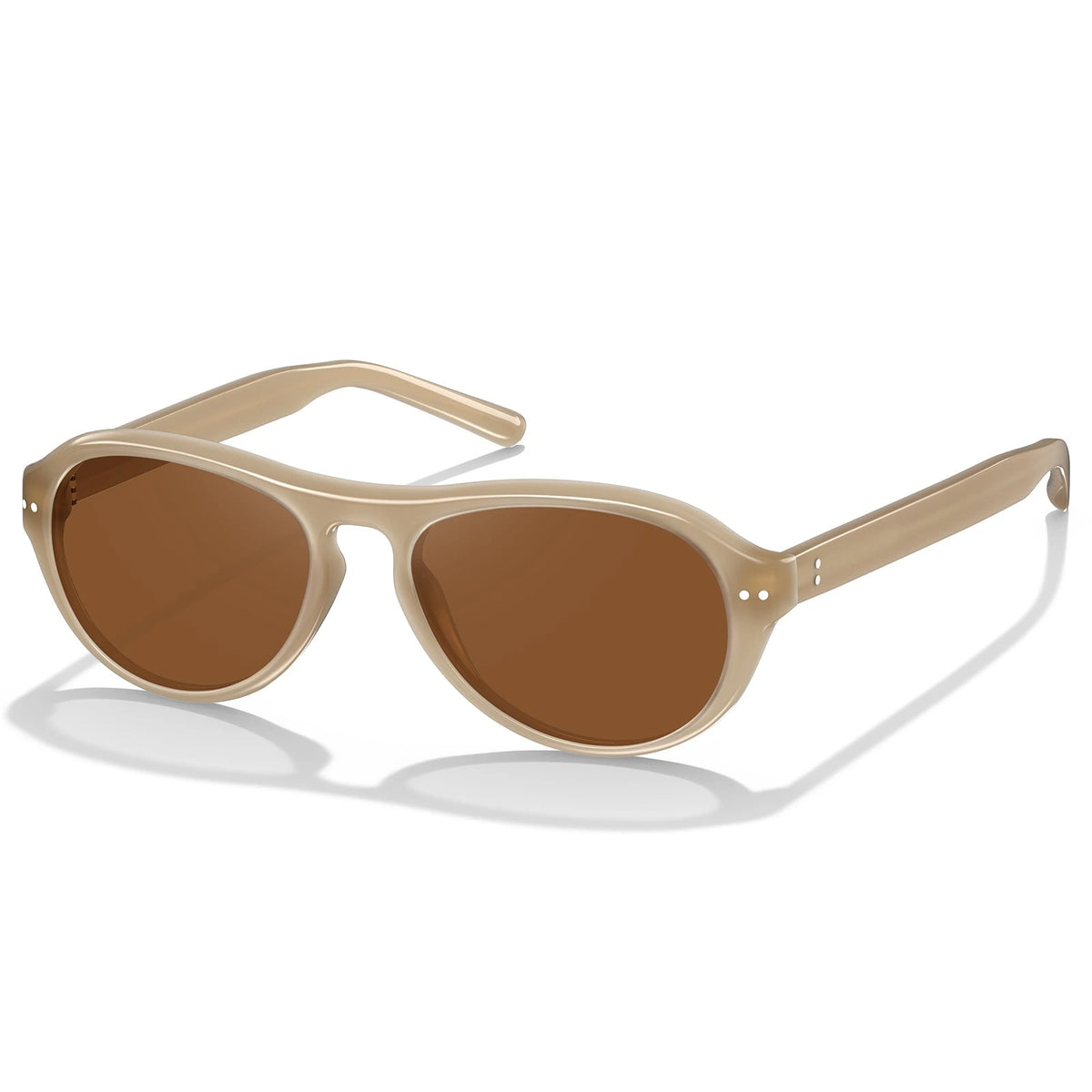 Carfia Drew CA5418-C03 Beige Mixed Aviator Amber Polarized Sunglasses for Women, Three-Quarter View
