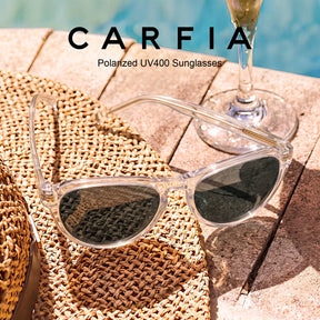 Carfia Drew CA5418-C06 Clear Mixed Aviator Grey Polarized Sunglasses for Women, Scene-One View