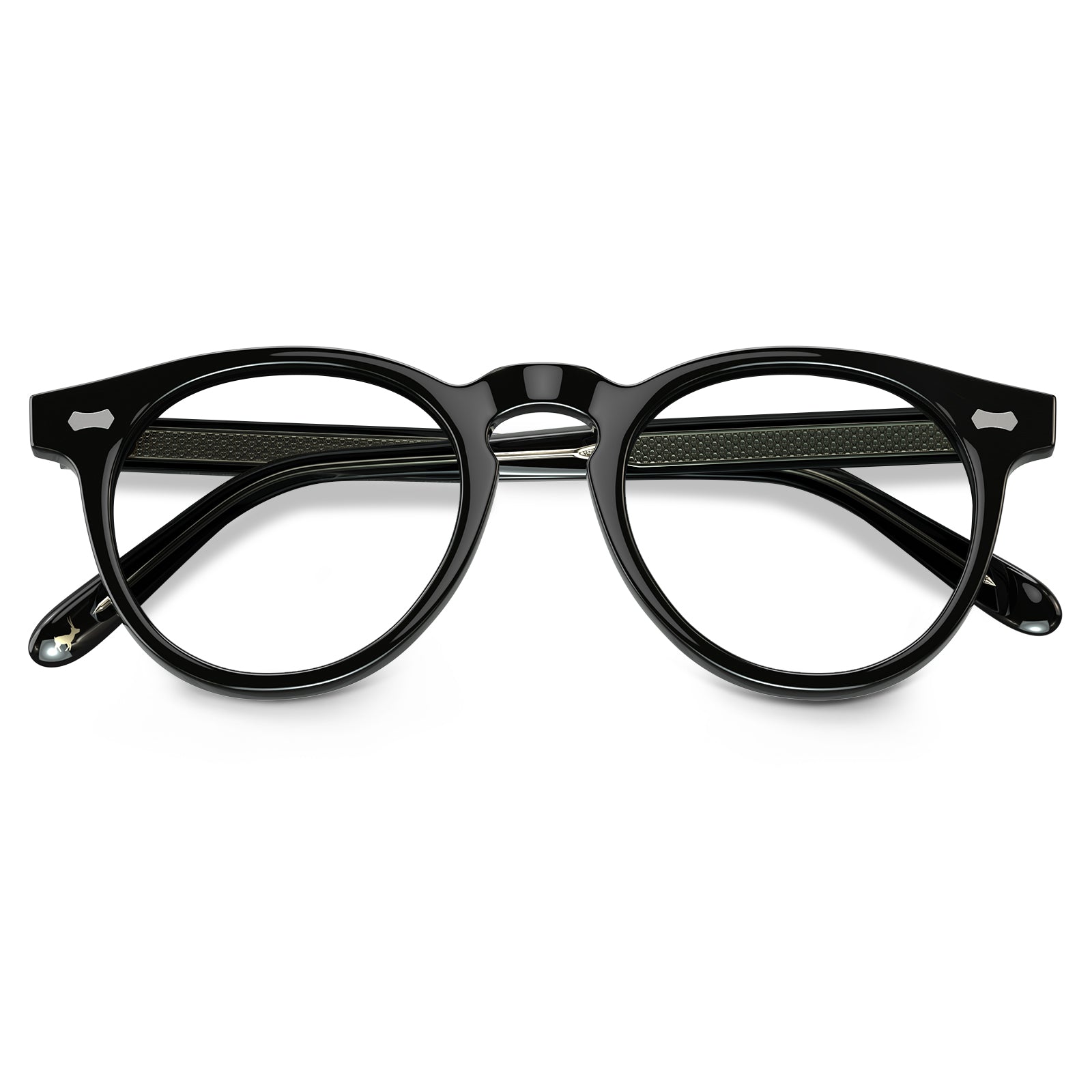 Carfia Dublin CA5506-FC01 Black Acetate Round Prescription Glasses Eyeglasses for Unisex, Angle View