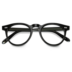 Carfia Dublin CA5506-FC01 Black Acetate Round Prescription Glasses Eyeglasses for Unisex, Angle View