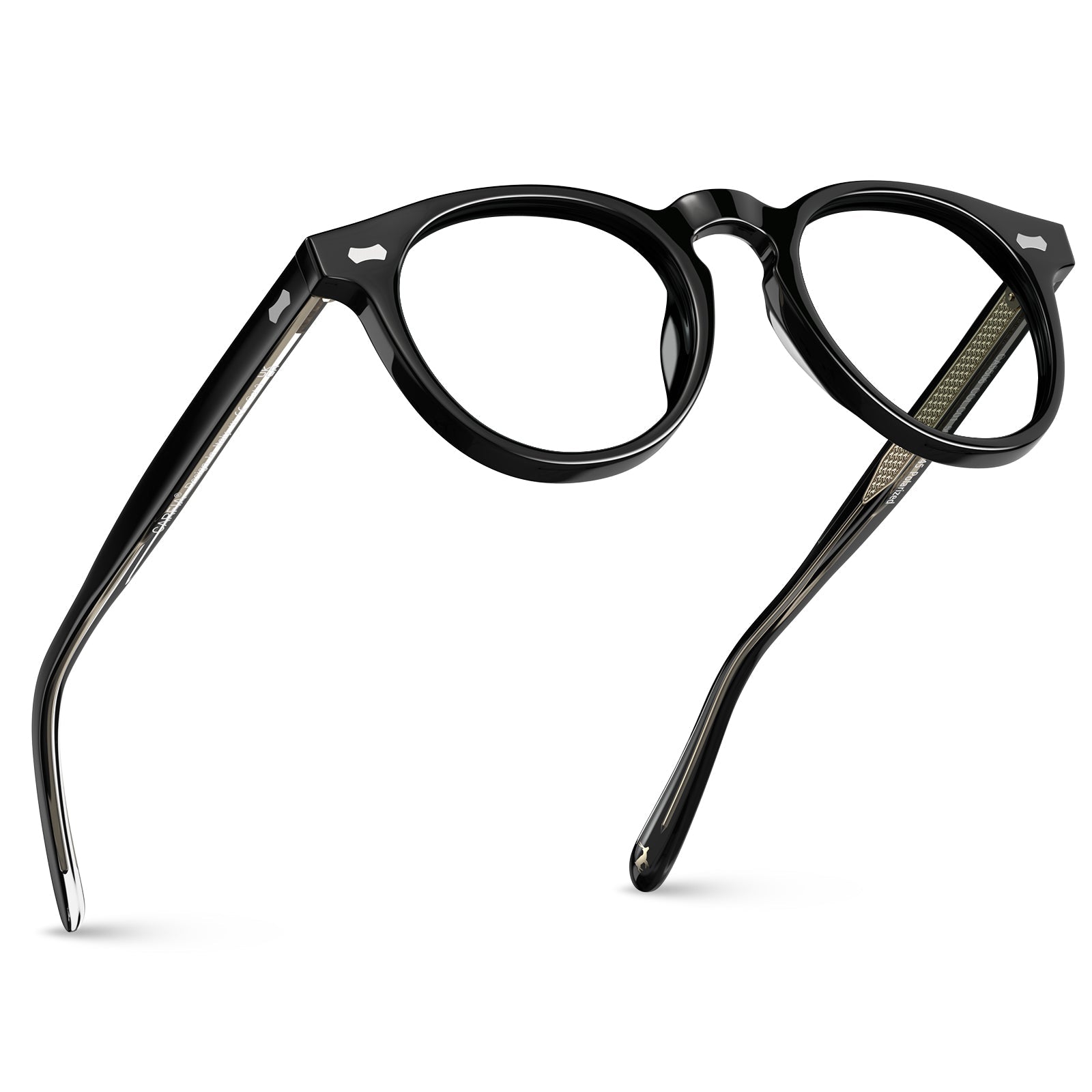 Carfia Dublin CA5506-FC01 Black Acetate Round Prescription Glasses Eyeglasses for Unisex, Detail View