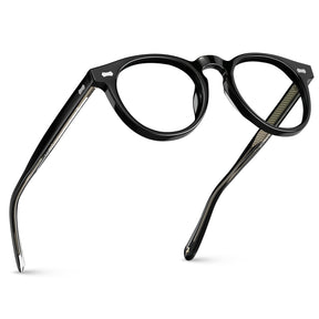 Carfia Dublin CA5506-FC01 Black Acetate Round Prescription Glasses Eyeglasses for Unisex, Detail View