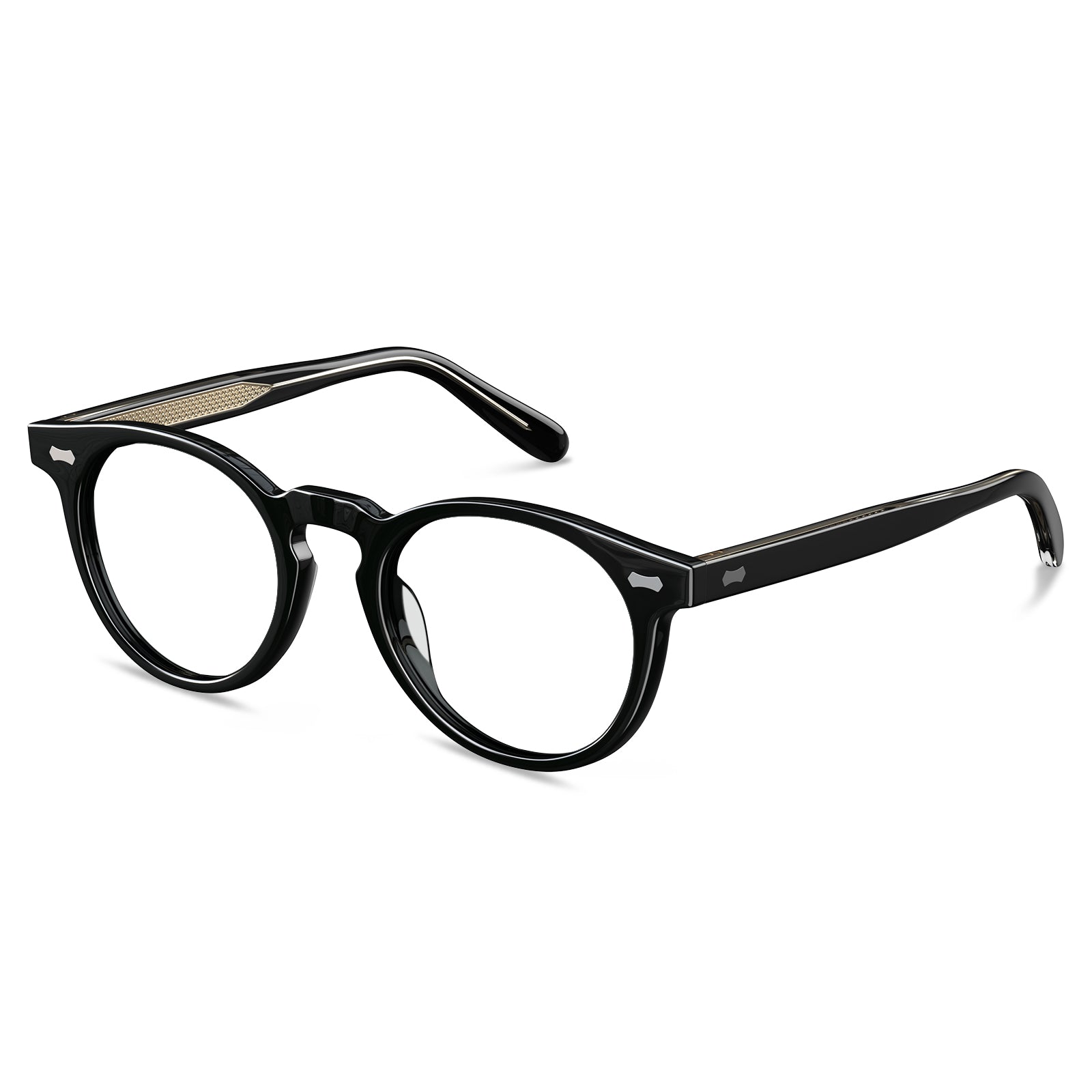 Carfia Dublin CA5506-FC01 Black Acetate Round Prescription Glasses Eyeglasses for Unisex, Side View