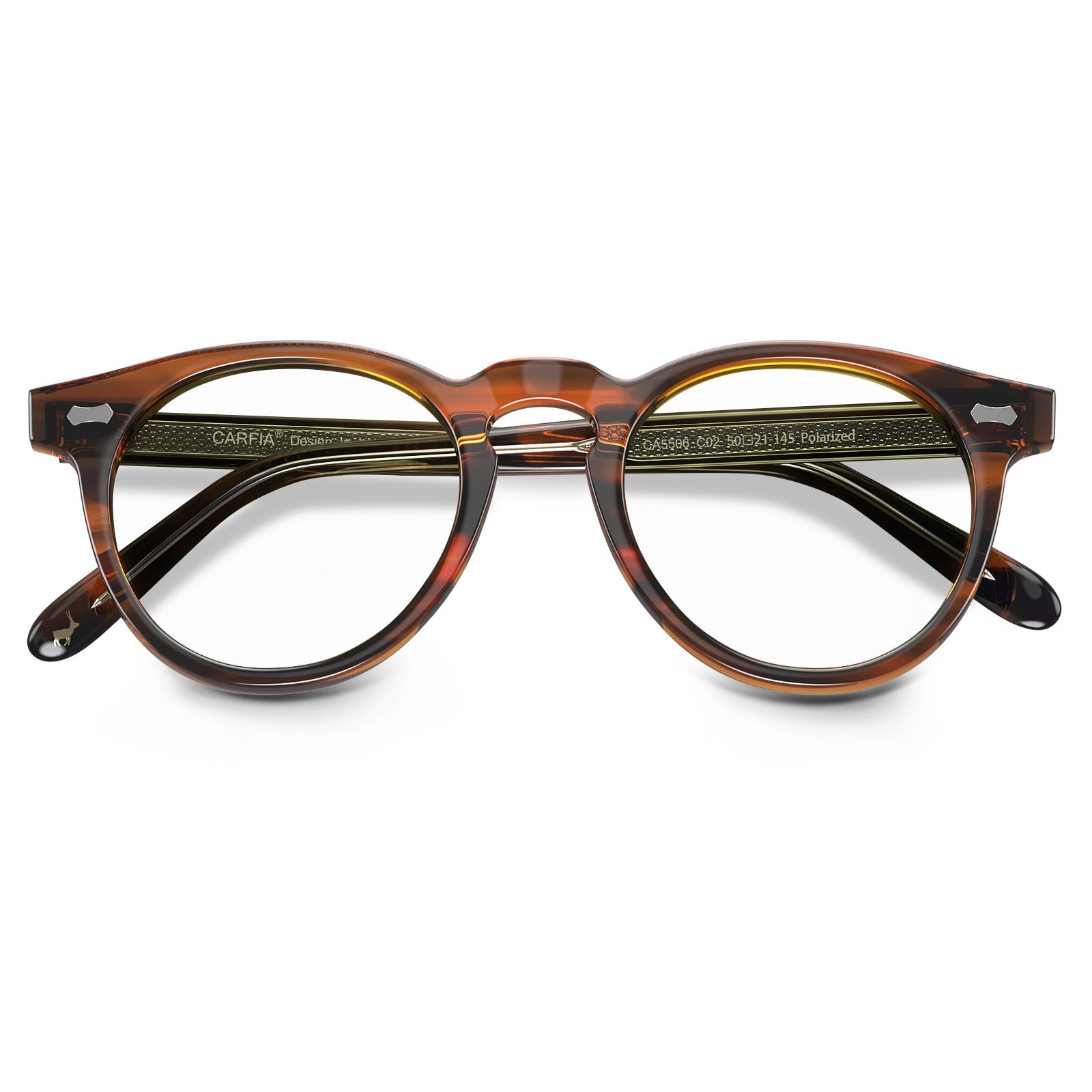 Carfia Dublin CA5506-FC02 Tortoise Acetate Round Prescription Glasses Eyeglasses for Unisex, Detail View
