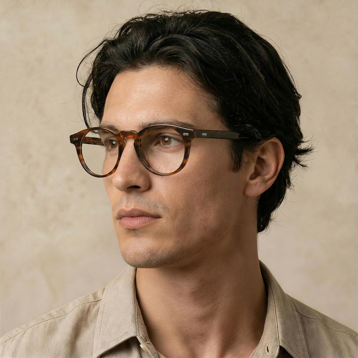 Carfia Dublin CA5506-FC02 Tortoise Acetate Round Prescription Glasses Eyeglasses for Unisex, Lifestyle View
