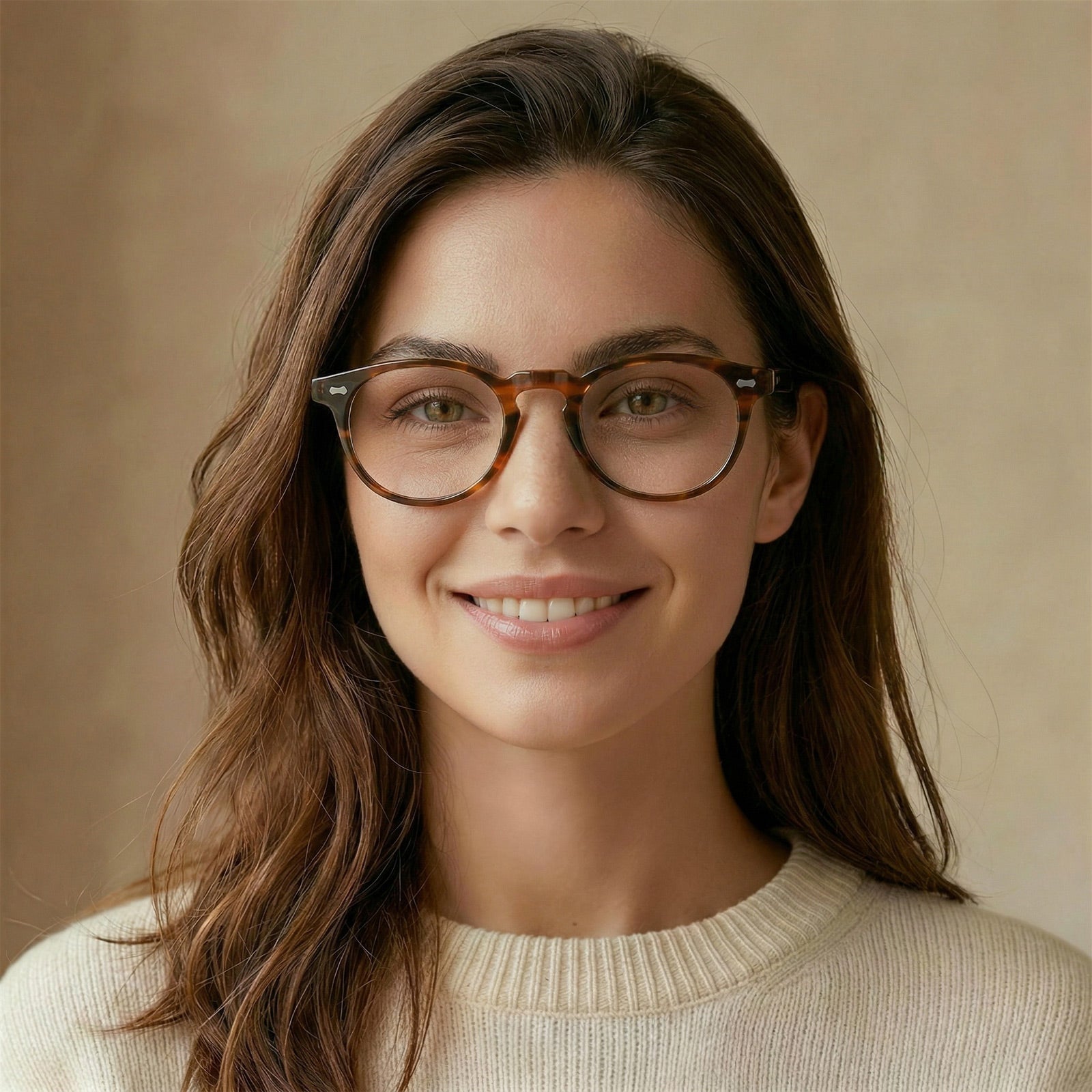 Carfia Dublin CA5506-FC02 Tortoise Acetate Round Prescription Glasses Eyeglasses for Unisex, Model View