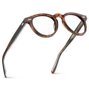 Carfia Dublin CA5506-FC04 Tortoise Acetate Round Prescription Glasses Eyeglasses for Unisex, Detail View