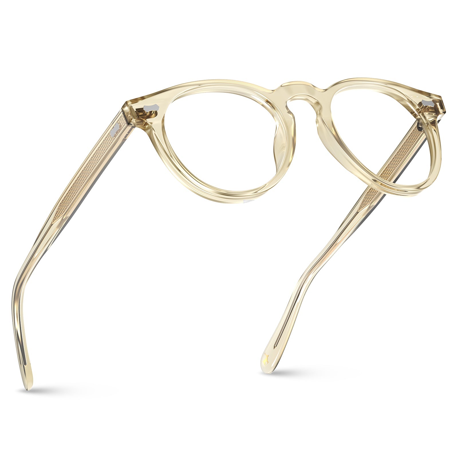 Carfia Dublin CA5506-FC05 Champagne Acetate Round Prescription Glasses Eyeglasses for Unisex, Detail View