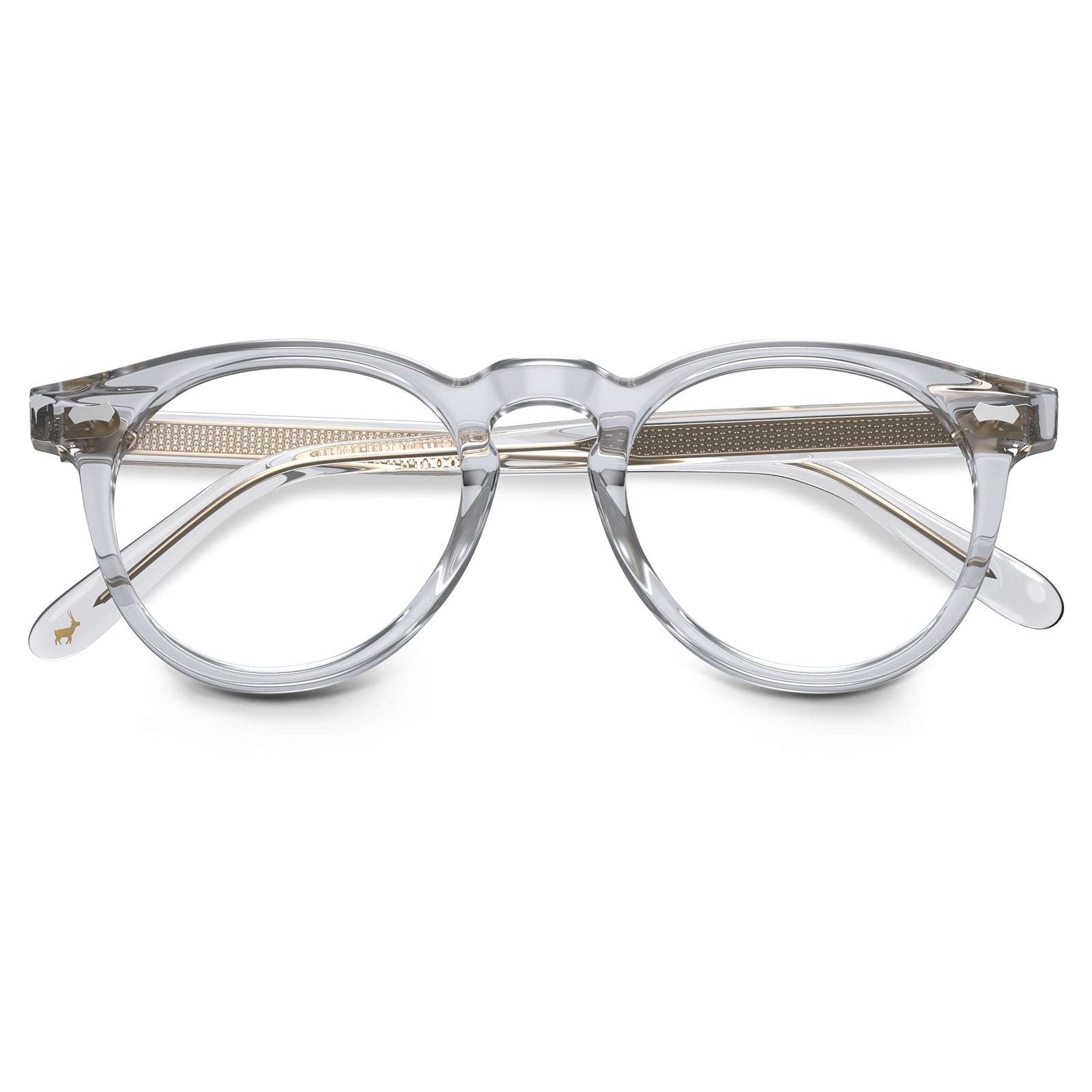 Carfia Dublin CA5506-FC10 Clear Acetate Round Prescription Glasses Eyeglasses for Unisex, Detail View
