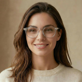 Carfia Dublin CA5506-FC10 Clear Acetate Round Prescription Glasses Eyeglasses for Unisex, Model View