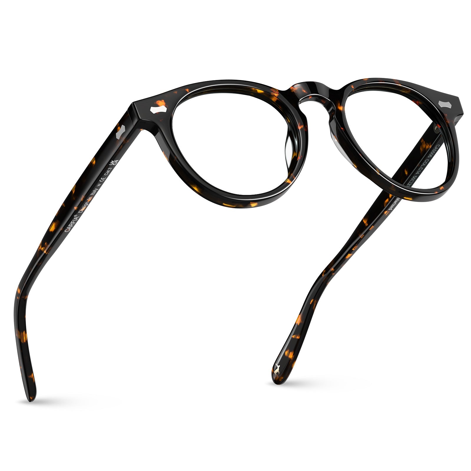 Carfia Dublin CA5506-FC14 Tortoise Acetate Round Prescription Glasses Eyeglasses for Unisex, Detail View